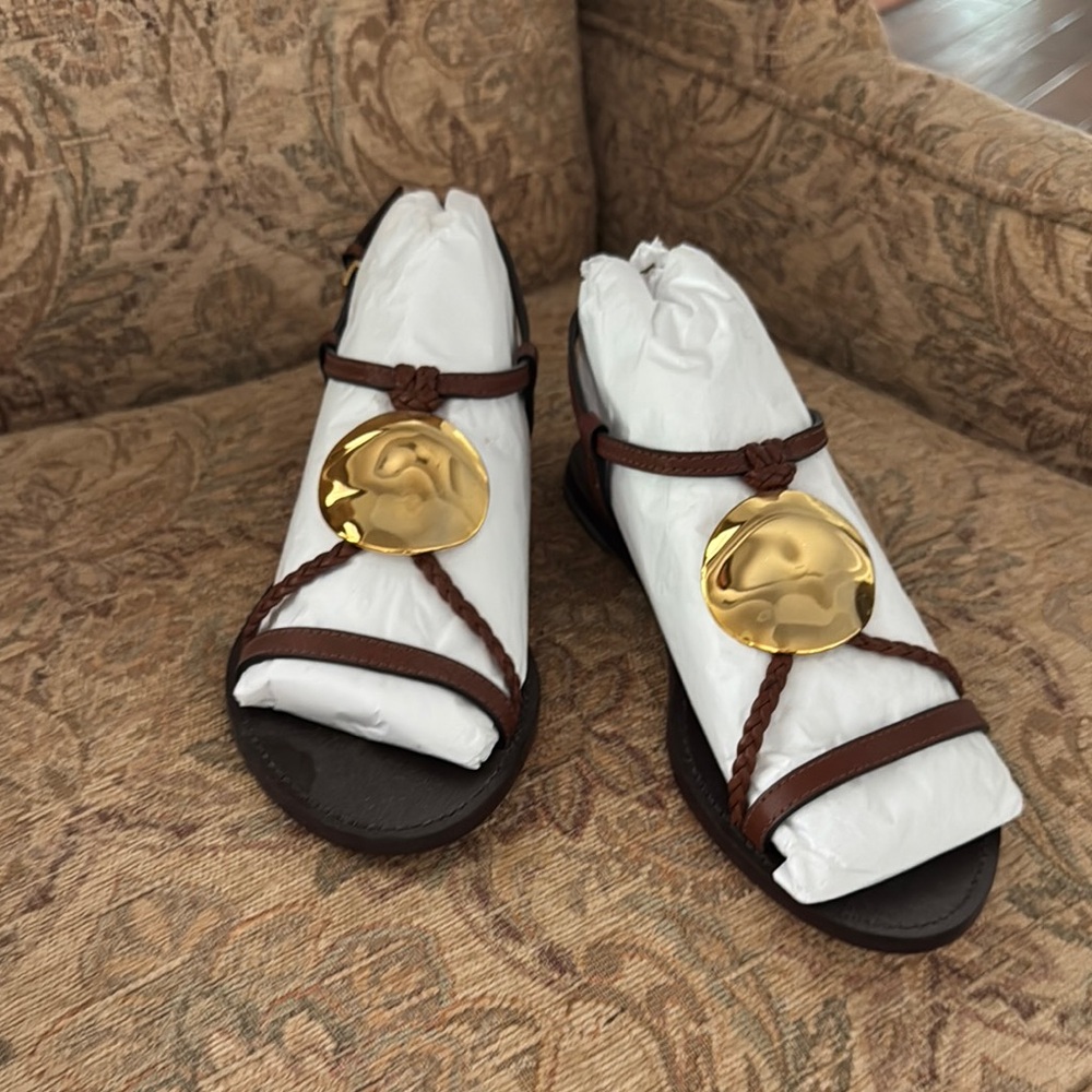 Brown Sandals with Gold Accent